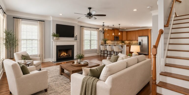 Virtually staged great room